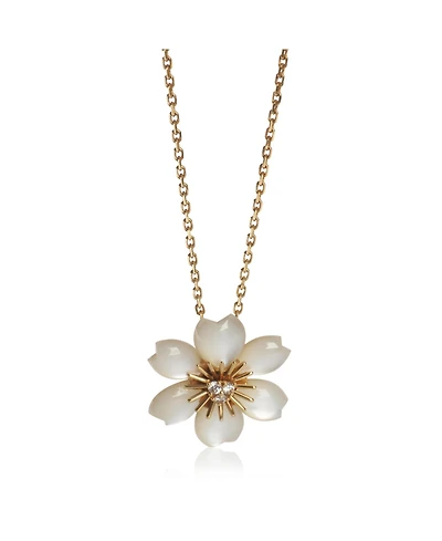 Pre-Owned Van Cleef & Arpels Yellow Gold Mother Of Pearl and Diamond Mini Model Rose de Noel