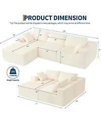 gaomon 108" Boneless Modular Sectional Sofa, Cloud Couch, No Assembly Convertible Sofa
