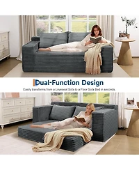 gaomon 75" Convertible Sofa Bed, Boneless Futon Couch with 2 Pillows, Pull-Out Loveseat Sleeper