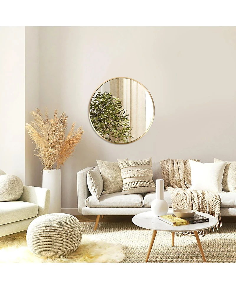 Busdays Gold 16 Inch Metal Round Bathroom Mirror