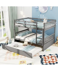 Gouun Full over Full Bunk Bed Platform Wood Bed with Ladder