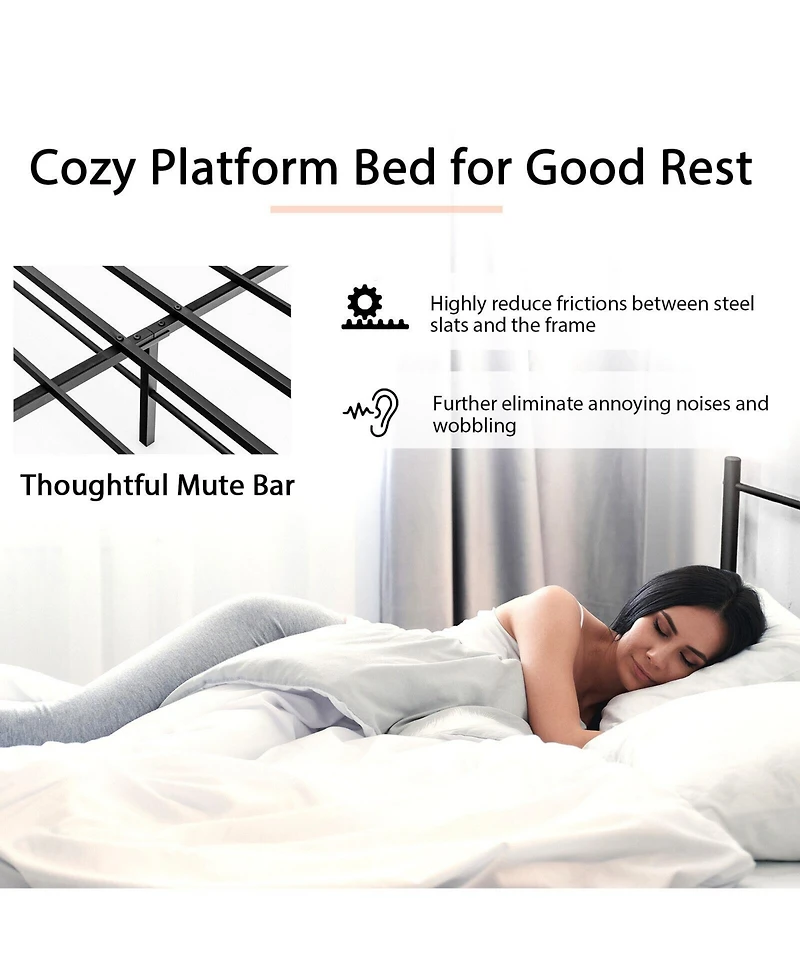 Gouun Platform Bed Frame with High Headboard