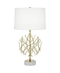 Possini Euro Design Johan Modern Table Lamp 30 1/2" Tall Sculptural Gold Open Grid Metal Drum Shade Bedroom Living Room Bedside Nightstand