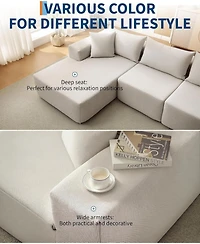 gaomon 108" Modular Cloud Sectional Sofa, L-Shaped Couch with Chaise, Deep Seat, No Assembly