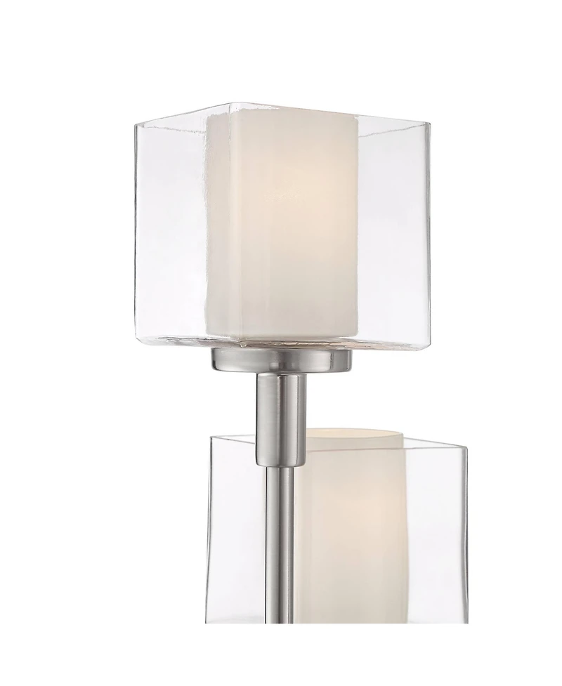 Possini Euro Design Modern Tree Floor Lamp with Usb Charging Port 4-Light 72" Tall Brushed Nickel Glass Shade Living Room Reading