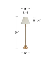 360 Lighting Dyna Traditional Tall 2-Light Standing Floor Lamp Pull Chain Gold Antique Brass Finish Pleated
