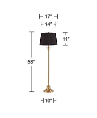 360 Lighting Dyna Traditional 58" Tall Standing Floor Lamp Skinny Pole Pull Chain Antique Brass Finish