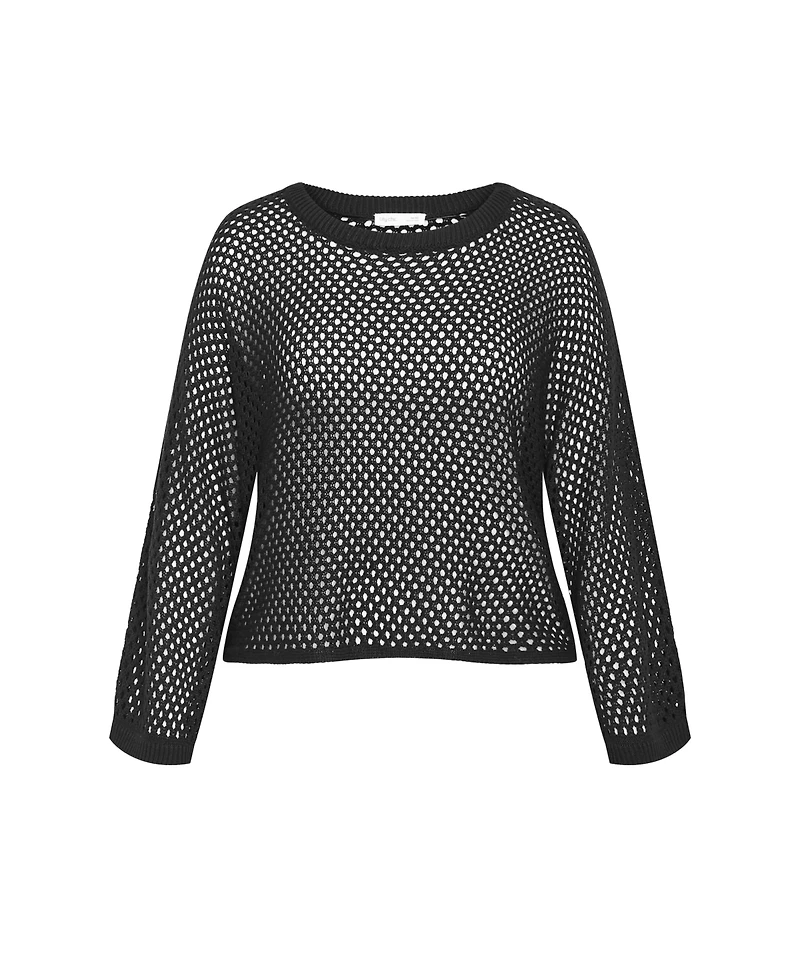 City Chic Women's Crochet Knit Long Sleeve Top