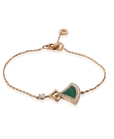 Pre-Owned Bvlgari Rose Gold Malachite and Diamond Diva's Dream Bracelet