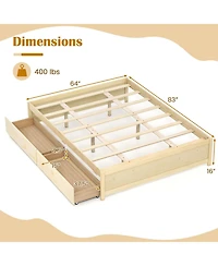 Gouun Bed Frame with 2 Rolling Storage Drawers