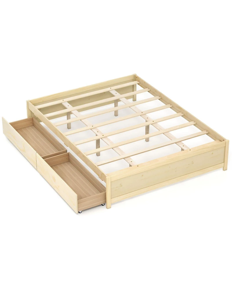 Gouun Bed Frame with 2 Rolling Storage Drawers