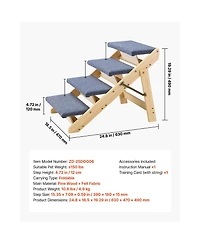Aostirmotor Wood Pet Stairs 4-Step Dog Ladder for Bed and Sofa, 150lbs Capacity, Foldable Design for Small to Large Dogs