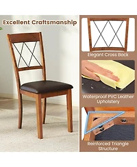 Gymax Dining Chair Set of w/Rubber Wood Frame Padded Seat Cross Backrest for Room