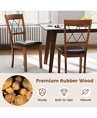 Gymax Dining Chair Set of 4 w/Rubber Wood Frame Padded Seat Cross Backrest for Room