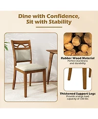 Gymax Dining Chairs Set of w/Rubber Wood Frame Padded Seat and Backrest for Kitchen