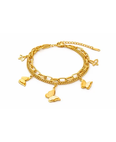 Rebl Jewelry Butterfly Charm Bracelet Stainless Steel