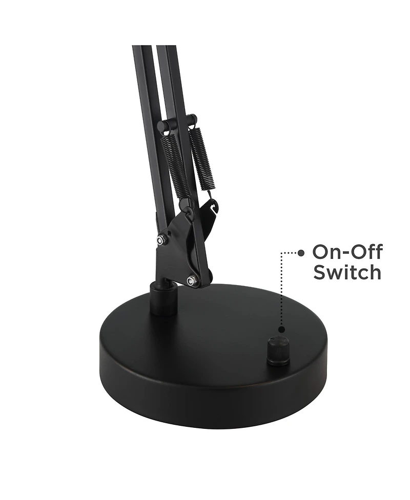 360 Lighting Wyatt 25" High Modern Desk Lamp Usb Port Architect Adjustable Height Metal Single Home Office Charging