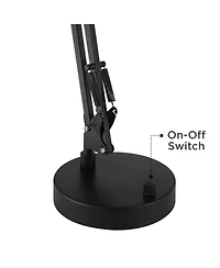 360 Lighting Wyatt 25" High Modern Desk Lamp Usb Port Architect Adjustable Height Metal Single Home Office Charging