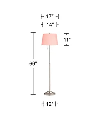 360 Lighting Abba Modern 66" Tall Standing Floor Lamp Pole Pull Chain Metal Brushed Nickel Finish Pleated