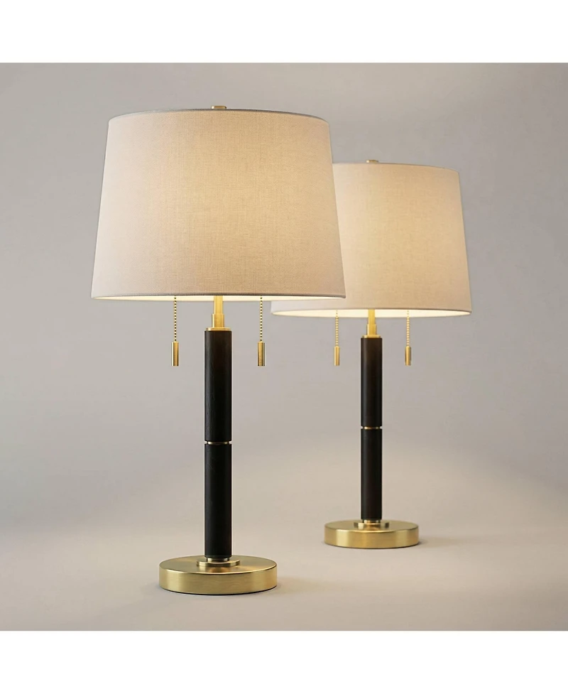 360 Lighting Rawdon 27"H 2-Light Pull-Chain Table Lamp Set with Dimmer