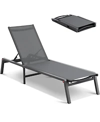 Clihome Chaise Lounge Chair Outdoor Patio Lounge Chair with Adjustable 5-Position