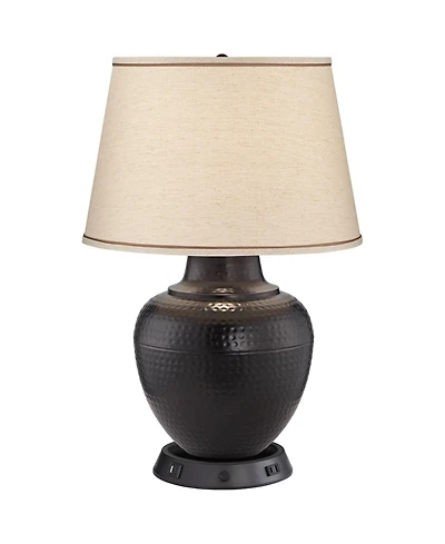 Barnes and Ivy Brighton 27.25" Tall Rustic Farmhouse Table Lamp with and Usb Base