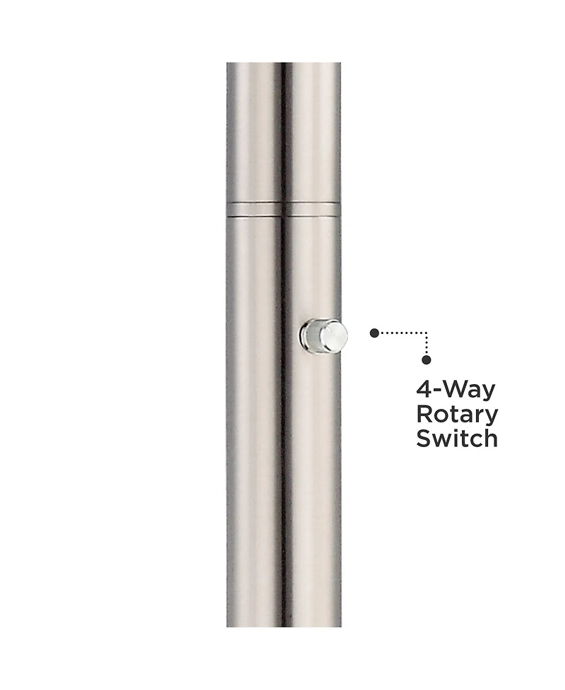 Possini Euro Design Light Blaster Art Deco Torchiere Floor Lamp withRiser 76 3/4" Tall Brushed Nickel Frosted Glass Bowl Shade for Living Room