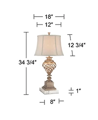 Barnes and Ivy Luke 30.5" Tall Traditional Table Lamp with Silver Glass and Led Nightlight