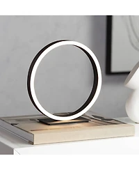 Possini Euro Avante Looped Ring 10" High Small Modern Accent Table Lamp Led Metal Single Shade Living Room Bedroom