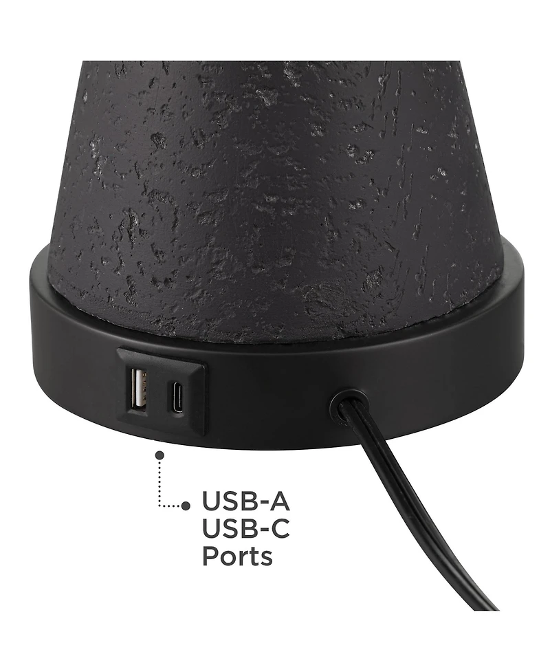 360 Lighting Fiona 24 1/2" High Mid Century Modern 3-Way Table Lamps Set of 2 Usb Port Metal Living Room Charging