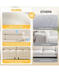 gaomon 3-Seater Sofa Bed, Faux Leather Futon Couch with Adjustable Backrest and Armrests, Convertible Sleeper