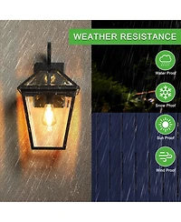 Flynama 10" 2pcs Outdoor Wall Lanterns, Weatherproof Wall Sconce with Clear Glass Panels