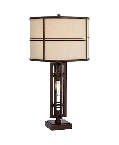 Franklin Iron Works 28" Tall Industrial Table Lamp, Usb Charging Port and Nightlight
