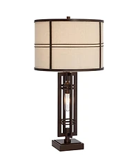 Franklin Iron Works 28" Tall Industrial Table Lamp, Usb Charging Port and Nightlight