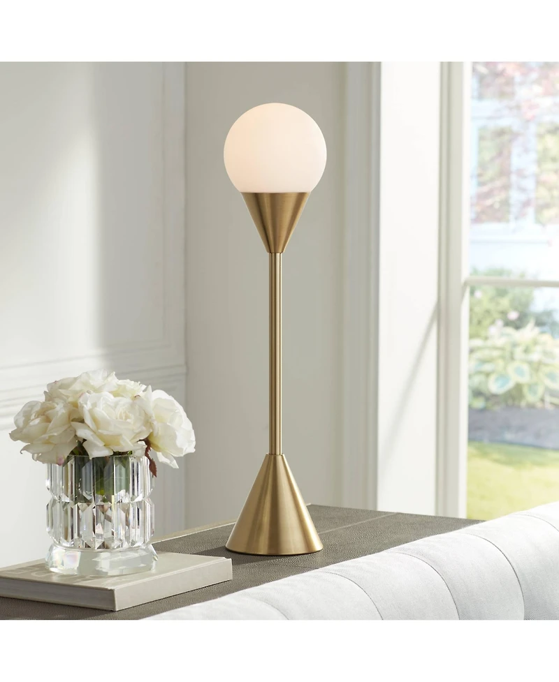 360 Lighting Leah 25 3/4" High Modern Accent Table Lamp Brass Finish Metal Single Living Room Bedroom