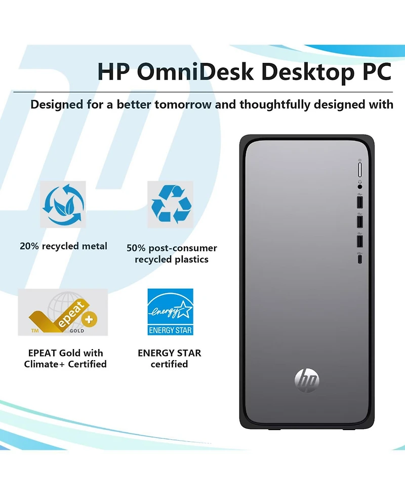 Hp OmniDesk Tower Desktop Intel Core i7 64GB Ram Intel Uhd Graphics 2TB Ssd Storage Windows 11 Pro.