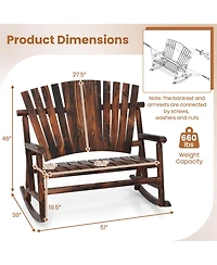 Sugift Outdoor Adirondack Rocking Chair for Adults with High Back and Slatted Seat