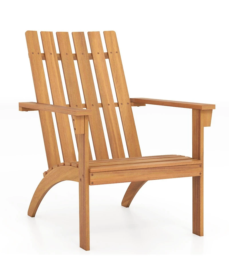 Sugift Acacia Wood Patio Adirondack Chair with Inclined Seat and High Backrest for Porch