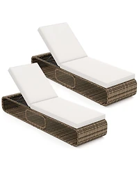 Sugift 7-Position Adjustable Pe Rattan Outdoor Chaise Lounge Chair