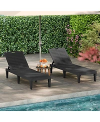 Sugift Outdoor Pp Chaise Lounge Chairs Set of 2 with 4-Position Adjustable Backrests