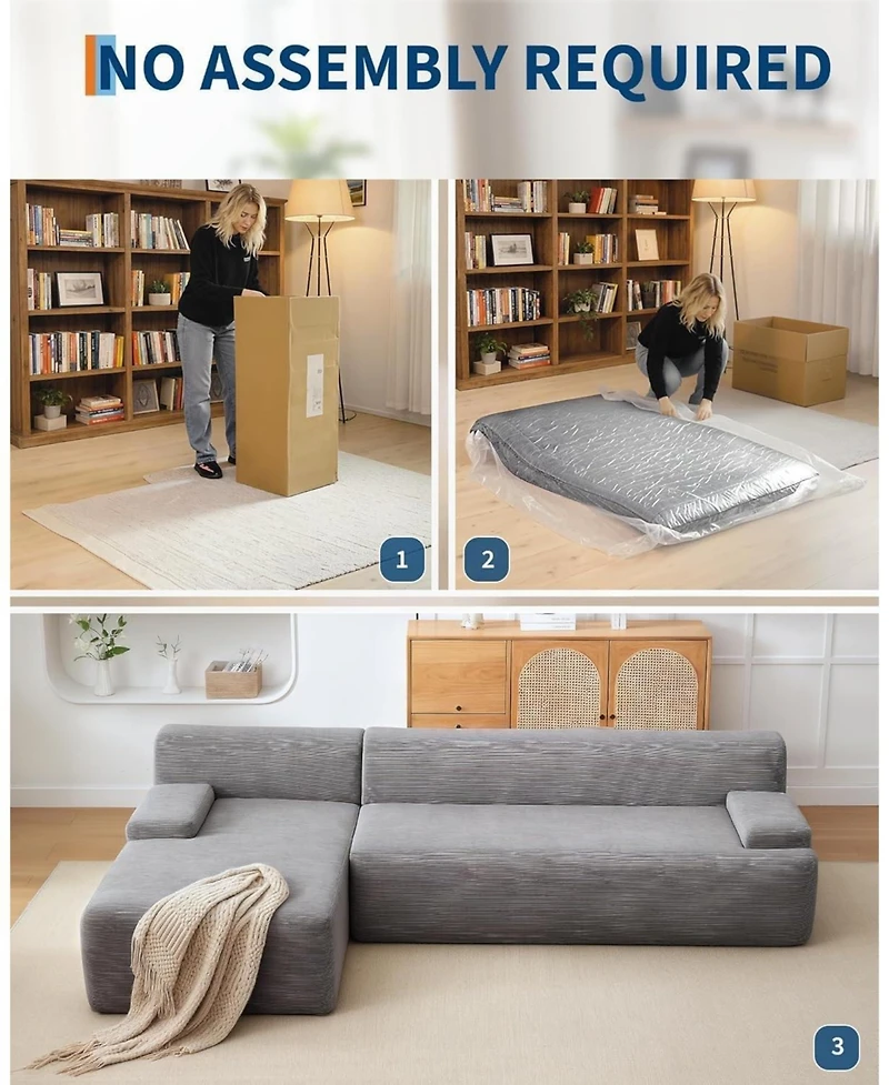 gaomon Modular L-Shaped Sectional Sofa with Chaise, Cloud Couch