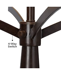 Franklin Iron Works Tremont Industrial Table Lamp 31 1/2" Tall with Usb Dimmer Cord Burlap Fabric Drum Shade for Living Room