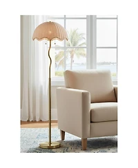 Possini Euro Design Possini Euro Brella 58"H Gold Rattan 2-Light Pull-Chain Floor Lamp