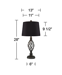 Franklin Iron Works Annie Modern Industrial Table Lamps 28" Tall Set of 2