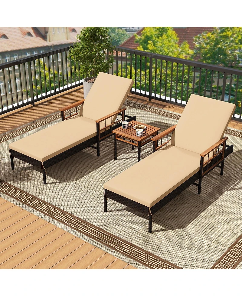 Sugift Outdoor Reclining Lounger Chair with 4-Level Adjustable Backrest