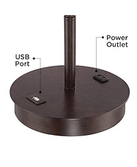 360 Lighting Modern Accent Table Lamps 23.5" High Set of 2 with Hotel Style Usb and Ac Power Outlet in Base Fabric Drum Shade for Living Room