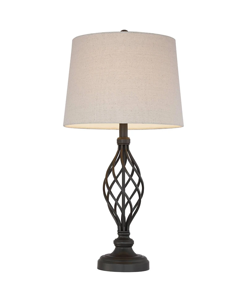 Franklin Iron Works Annie 28" Tall Modern Industrial Table Lamps with Iron Construction and Tabletop Dimmers, Set of 2