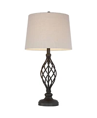 Franklin Iron Works Annie 28" Tall Modern Industrial Table Lamps with Iron Construction and Tabletop Dimmers, Set of 2