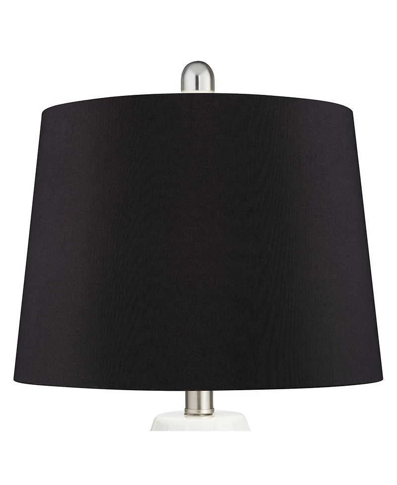 360 Lighting Modern Coastal Table Lamps 24 1/2" High Set of 2 Ceramic Led Faux Drum Shade for Bedroom Living Room House Home Bedside