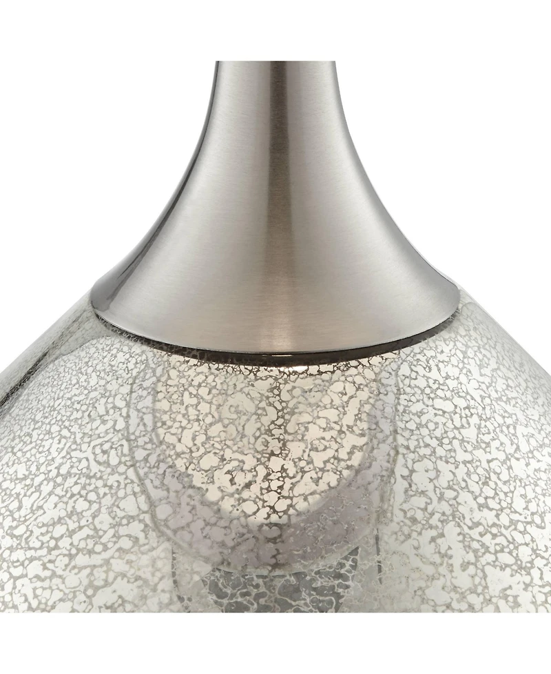 Possini Euro Design Modern Table Lamp 30 1/2" Tall with Usb Dimmer Mercury Glass Double Drum Shade for Bedroom Living Room House Bedside Nightsta